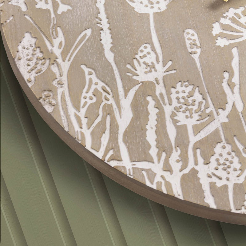 Floral Brown Accessories - Fleur Et Faune Wooden Clock Greywash Voyage Maison