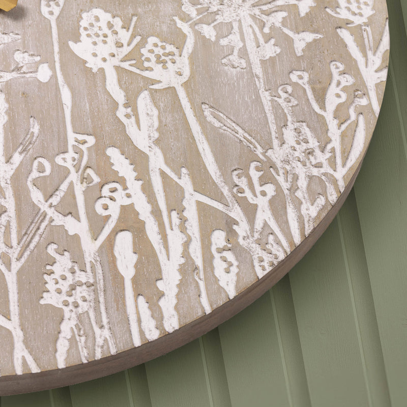 Floral Brown Accessories - Fleur Et Faune Wooden Clock Greywash Voyage Maison