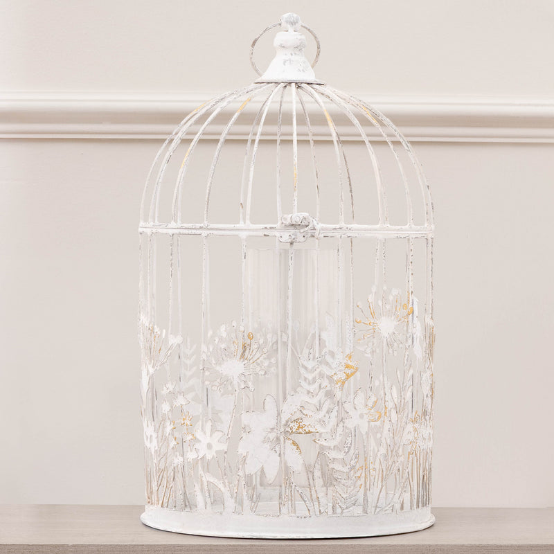 Fleur Et Faune Metal Floral Lantern White