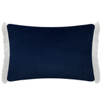 Damask Blue Cushions - Floella Printed Ruche Fringe Feather Filled Cushion Blue Voyage Maison