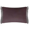 Damask Purple Cushions - Floella Printed Ruche Fringe Feather Filled Cushion Viola Voyage Maison