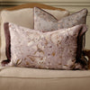 Damask Purple Cushions - Floella Printed Ruche Fringe Feather Filled Cushion Viola Voyage Maison