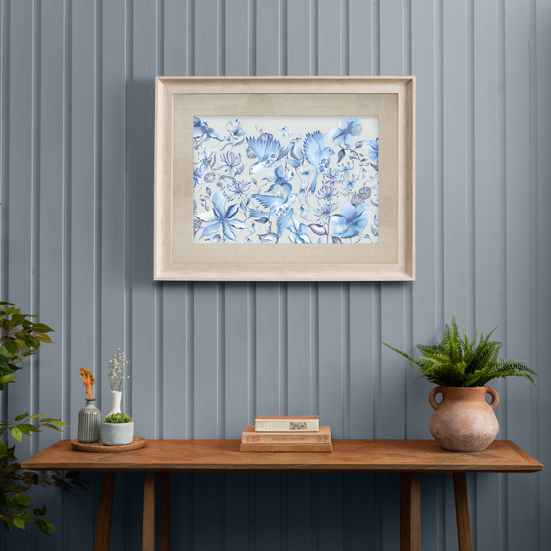 Floral Blue Wall Art - Floella  Framed Print Birch/Delft Blue Voyage Maison