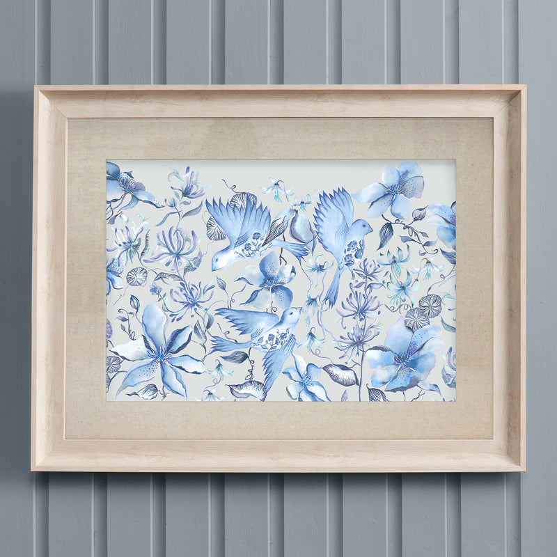 Floral Blue Wall Art - Floella  Framed Print Birch/Delft Blue Voyage Maison