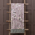 Damask Purple Throws - Floella Printed Fringe Throw Viola Voyage Maison