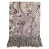 Damask Purple Throws - Floella Printed Fringe Throw Viola Voyage Maison