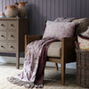 Damask Purple Throws - Floella Printed Fringe Throw Viola Voyage Maison