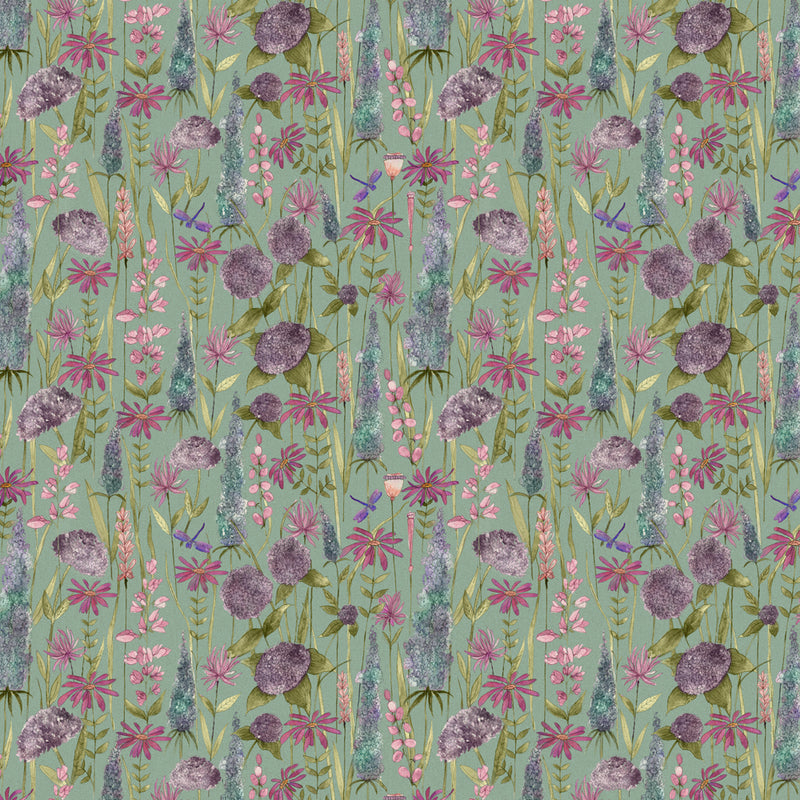 Voyage Maison Florabunda Printed Cotton Fabric in Verde Green