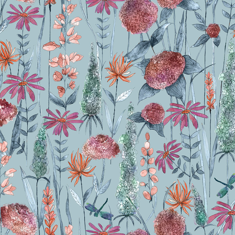 Voyage Maison Florabunda 1.4m Wide Width Wallpaper in Cornflower