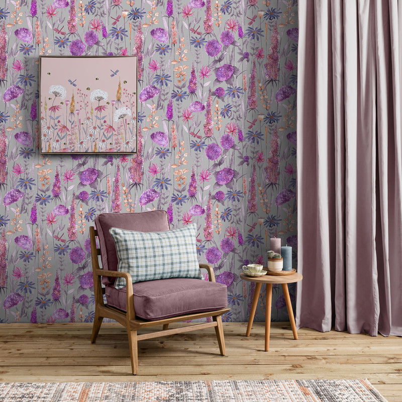 Voyage Maison Florabunda 1.4m Wide Width Wallpaper in Fuchsia