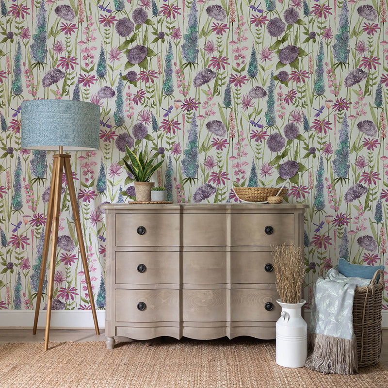 Voyage Maison Florabunda 1.4m Wide Width Wallpaper in Verde/Linen