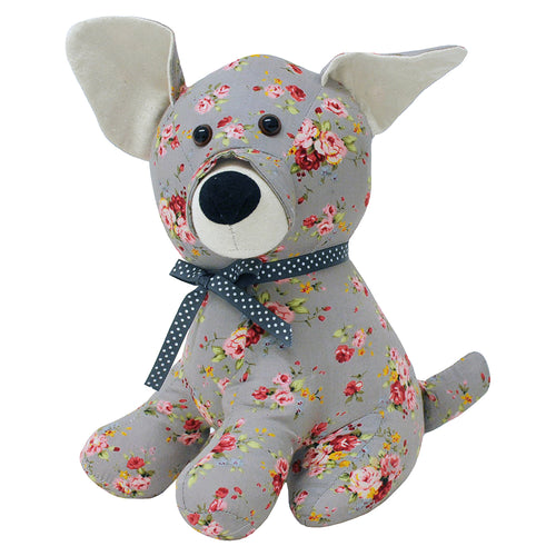 Essentials Floral Dog Novelty Door Stop in Grey