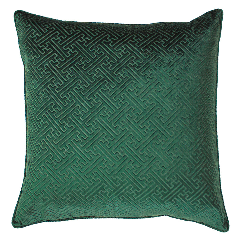 Paoletti Florence Embossed Velvet Cushion Cover in Emerald