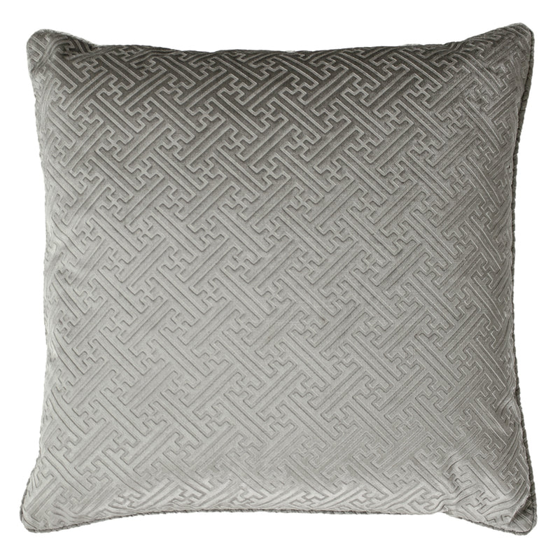 Paoletti Florence Embossed Velvet Cushion Cover in Silver