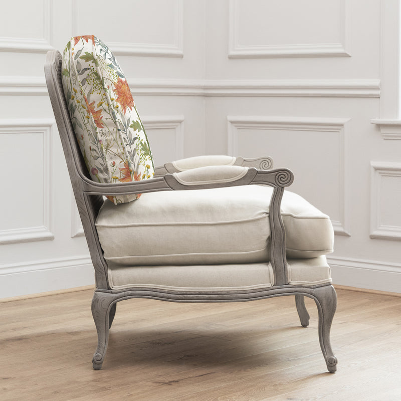 Floral Orange Furniture - Delamere Printed Florence Chair Stone/Linen Voyage Maison