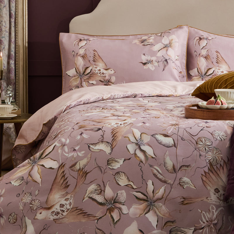 Damask Purple Bedding - Floella Printed Duvet Cover Set Purple Voyage Maison