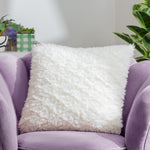 Heya Home Fluff Ball Faux Fur Cushion Cover in Dreamy Cream