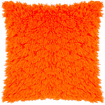 Heya Home Fluff Ball Faux Fur Cushion Cover in Orange Fever