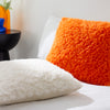 Heya Home Fluff Ball Faux Fur Cushion Cover in Orange Fever