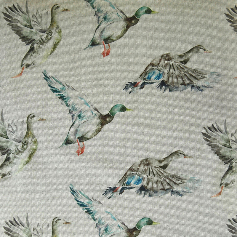 Flying Ducks Printed Fabric Sample Swatch Linen