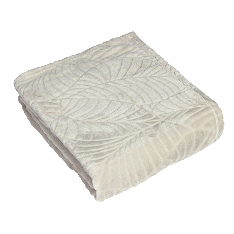 furn. Folio Botanical Fleece Throw in Ecru