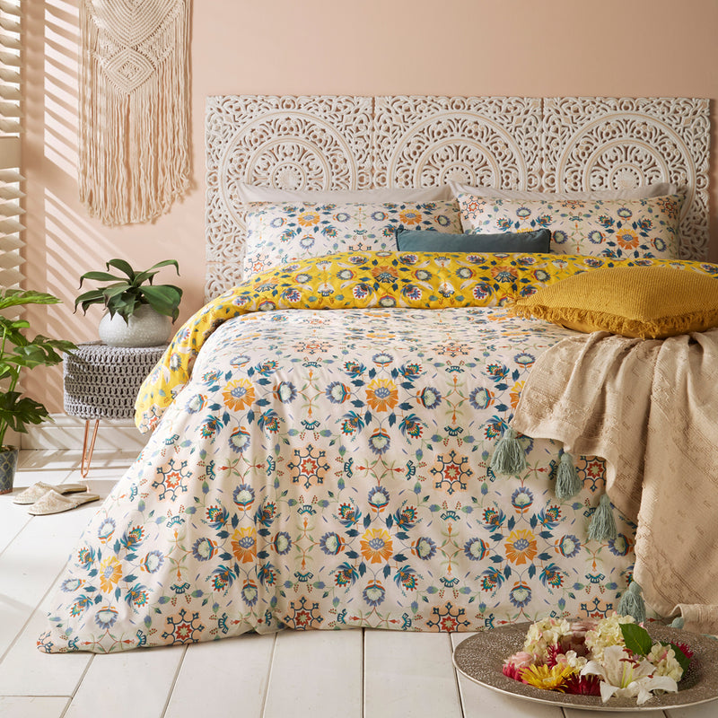 furn. Folk Flora Floral Duvet Cover Set in Ochre