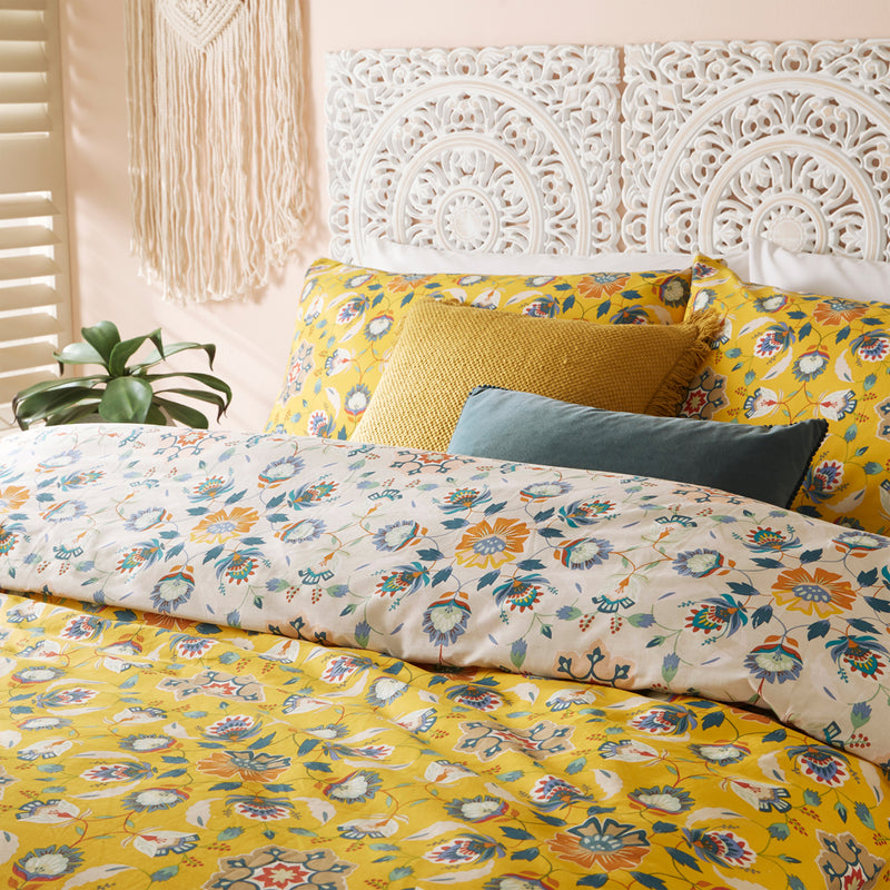 furn. Folk Flora Floral Duvet Cover Set in Ochre