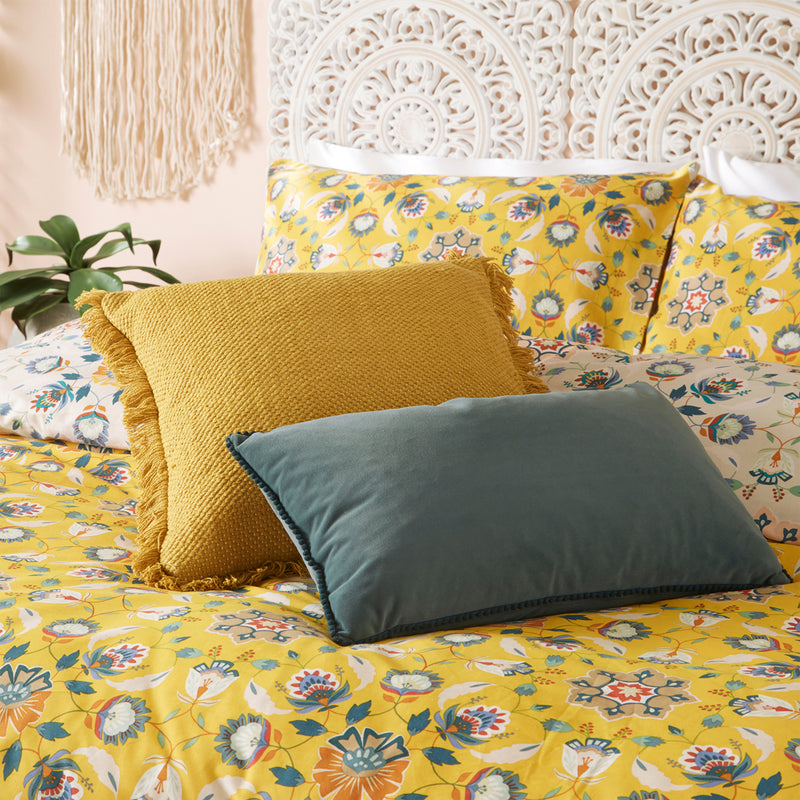 furn. Folk Flora Floral Duvet Cover Set in Ochre