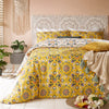 Floral Yellow Bedding - Folk Flora  Floral Duvet Cover Set Ochre Furn