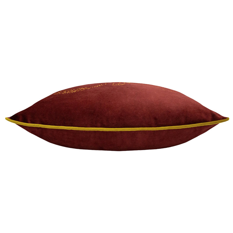 furn. Forest Fauna Woodland Stag Square Cushion Cover in Burgundy/Gold