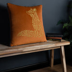 furn. Forest Fauna Woodland Fox Square Cushion Cover in Rust/Gold