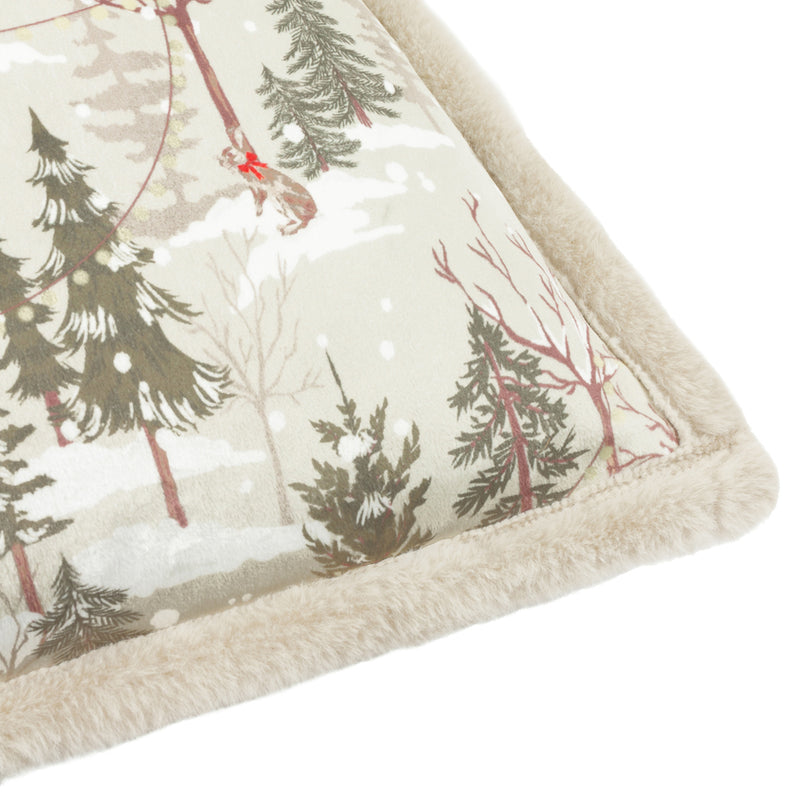 Woodland Beige Cushions - Forest Festivities Velvet Cushion Cover Natural Furn