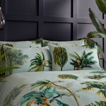 Paoletti Forsteriana Palms 100% Cotton Duvet Cover Set in Sky Blue