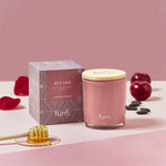 furn. Bee Deco Divine Bergamot, Honey, Plum + Tonka Scented Glass Candle in Blush