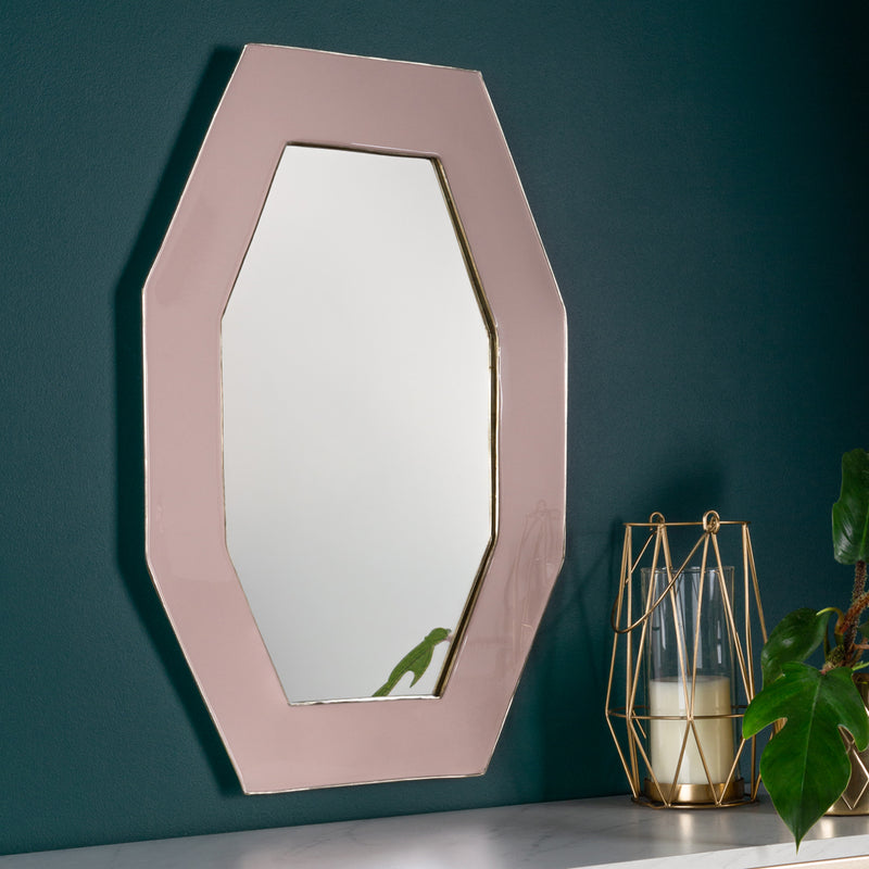 Paoletti Framed Octagonal Wall Mirror in Pink