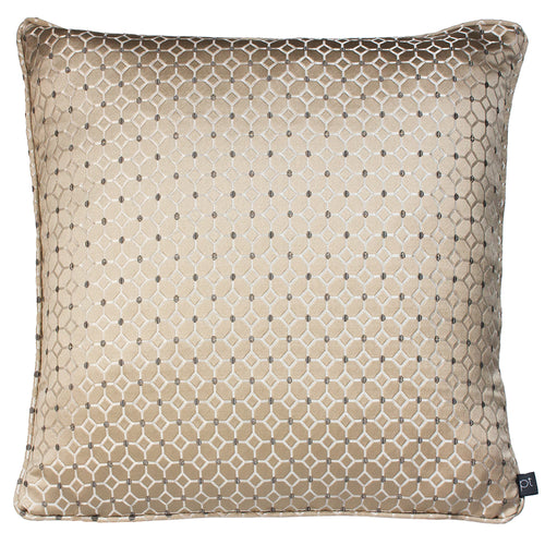 Prestigious Textiles Frame Embroidered Geometric Piped Cushion Cover in Honey