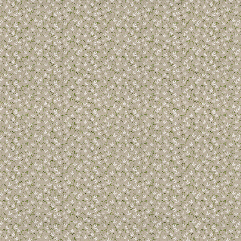 Floral Beige Fabric - Fresia Printed Cotton Fabric (By The Metre) Stone Voyage Maison