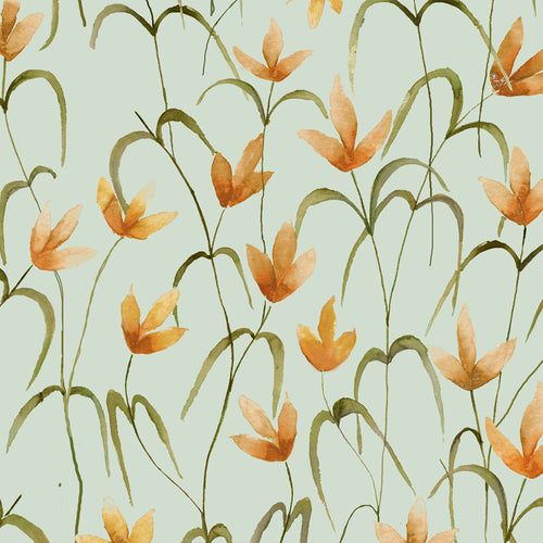 Floral Green Wallpaper - Fresia  1.4m Wide Width Wallpaper (By The Metre) Sky Voyage Maison