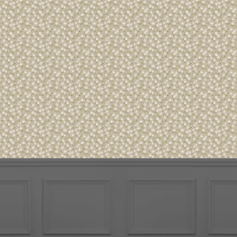 Floral Beige Wallpaper - Fresia  1.4m Wide Width Wallpaper (By The Metre) Stone Voyage Maison