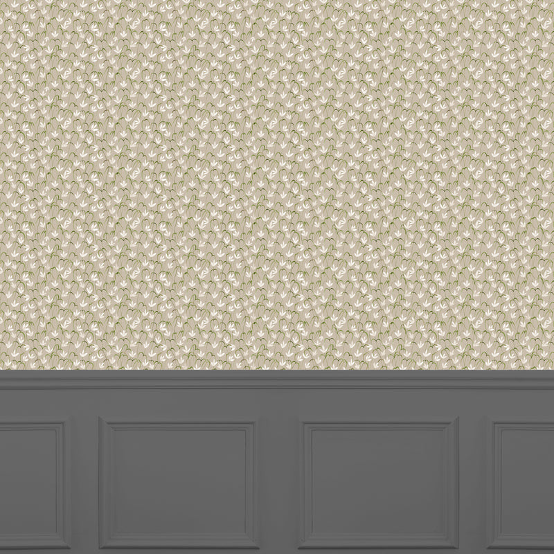 Floral Beige Wallpaper - Fresia  1.4m Wide Width Wallpaper (By The Metre) Stone Voyage Maison