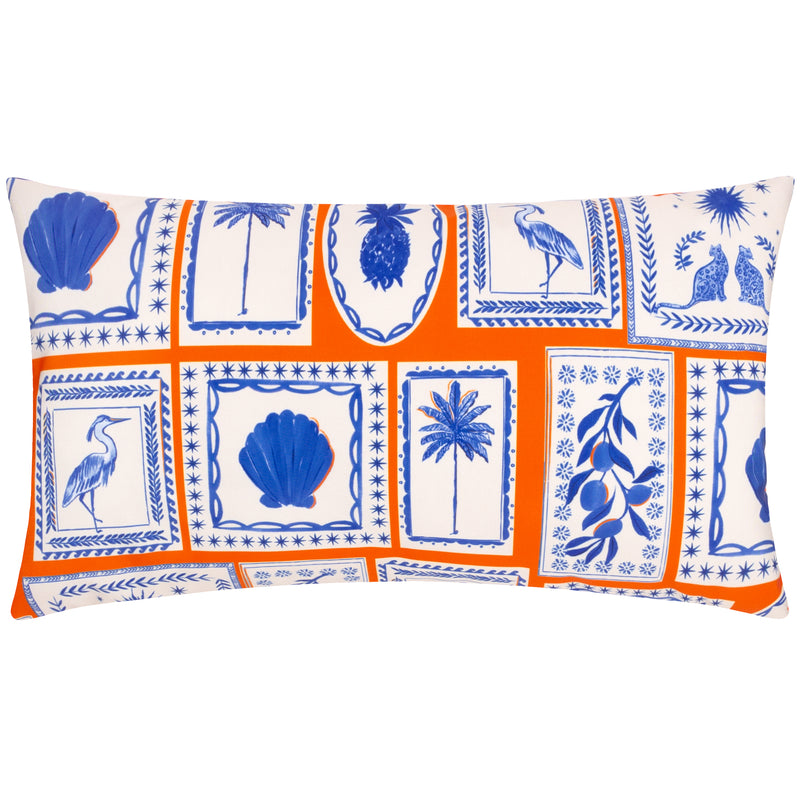 Abstract Orange Cushions - Frieze Outdoor Cushion Cover Coral/Blue furn.