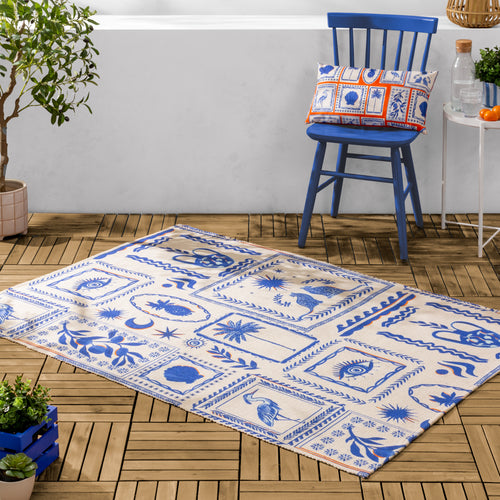 Abstract Blue Rugs - Frieze Indoor/Outdoor Washable Rug Blue furn.