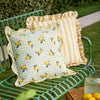 Check Green Cushions - Fruits Lemons Gingham Check Outdoor Cushion Cover Sage Furn