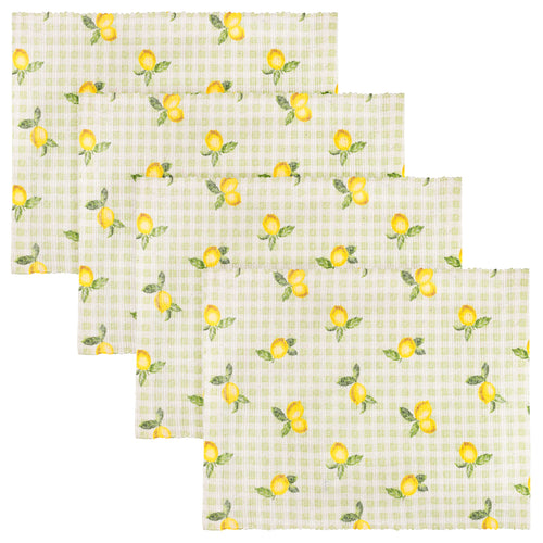 Check Green Kitchen - Fruits Lemons Set of 4 Indoor/Outdoor Placemats Sage Furn