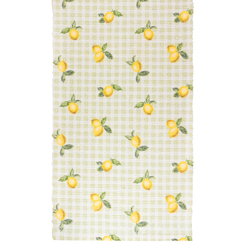 Check Green Kitchen - Fruits Lemons Indoor/Outdoor Table Runner Sage Furn