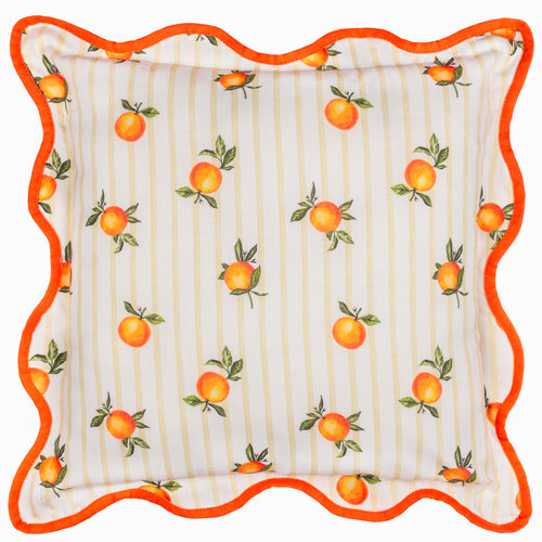 Striped Yellow Cushions - Fruits Oranges Striped Outdoor Cushion Cover Yellow Furn
