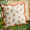 Striped Yellow Cushions - Fruits Oranges Striped Outdoor Cushion Cover Yellow Furn