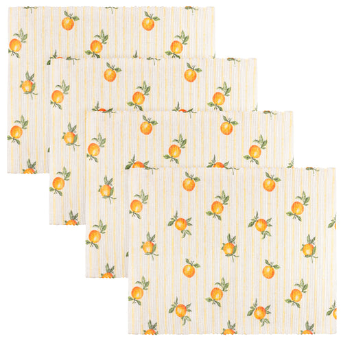 Striped Yellow Kitchen - Fruits Oranges Set of 4 Indoor/Outdoor Placemats Yellow Furn