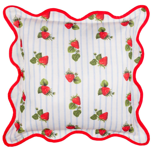 Striped Blue Cushions - Fruits Strawberries Striped Outdoor Cushion Cover Blue Furn