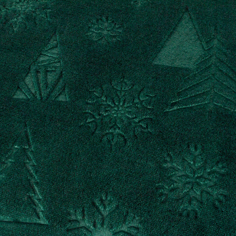 Woodland Green Throws  - Festive Time Sherpa Fleece Embossed Throw Emerald Furn